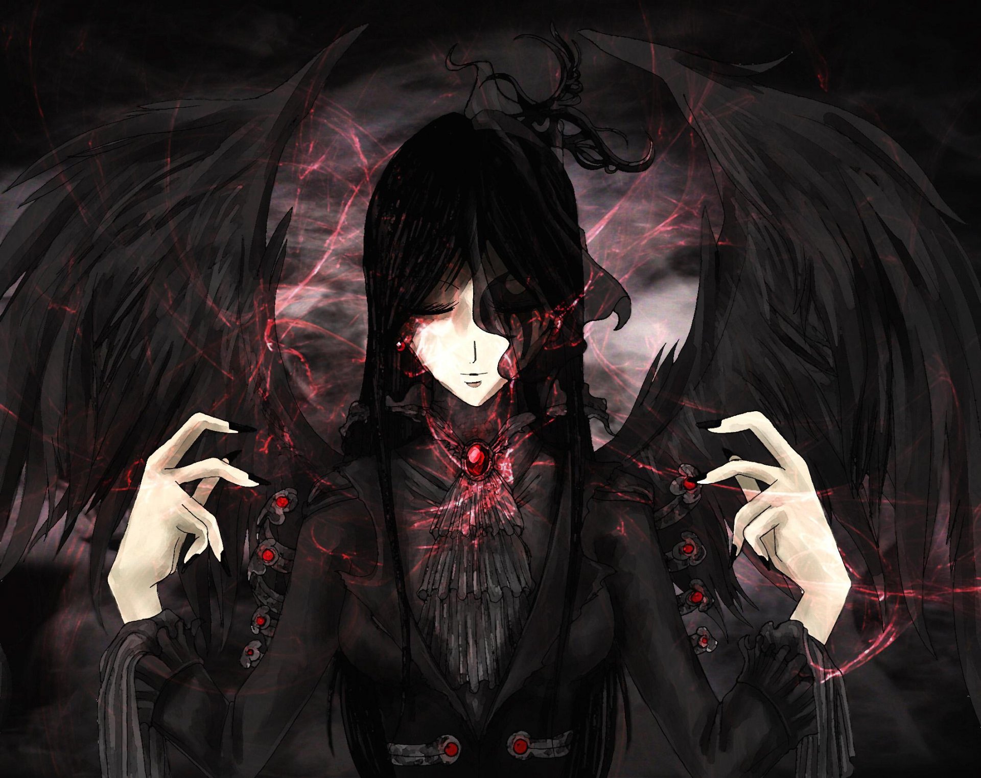 anime angel with black hair