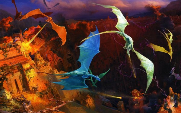 Fantasy Dragon Battle HD Wallpaper | Background Image