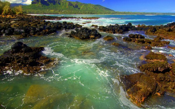 Tierra/Naturaleza Playa Océano Tide Montaña Fondo de pantalla HD | Fondo de Escritorio