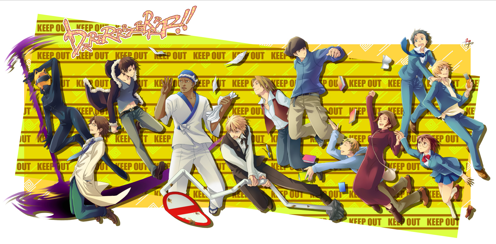 Durarara!! anime characters in a group shot, showcasing a captivating desktop wallpaper. Perfect for fans!