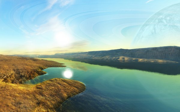 Fantasy Landscape Ocean Planet Sun HD Wallpaper | Background Image