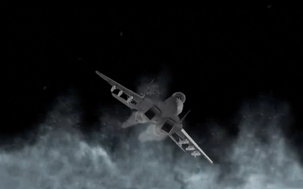 A high-definition wallpaper from Call of Duty 4: Modern Warfare, featuring a military aircraft flying through a dramatic cloud-filled sky.