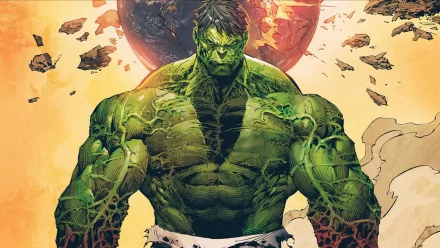 High-definition comic wallpaper featuring the Hulk, showcasing his iconic green musculature against a dramatic cosmic backdrop. A striking visual for fans of the character.