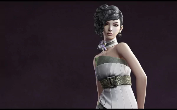 HD PC desktop wallpaper featuring a detailed female character from the video game AION against a dark background.