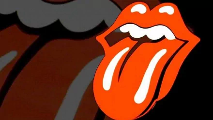 HD PC desktop wallpaper featuring The Rolling Stones' iconic red tongue and lips logo against a dark background, celebrating classic rock music.