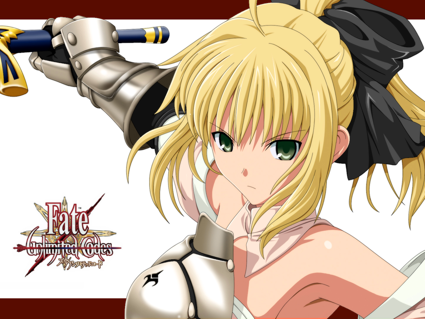 Saber Lily from Fate/unlimited codes anime wearing a beautiful outfit.