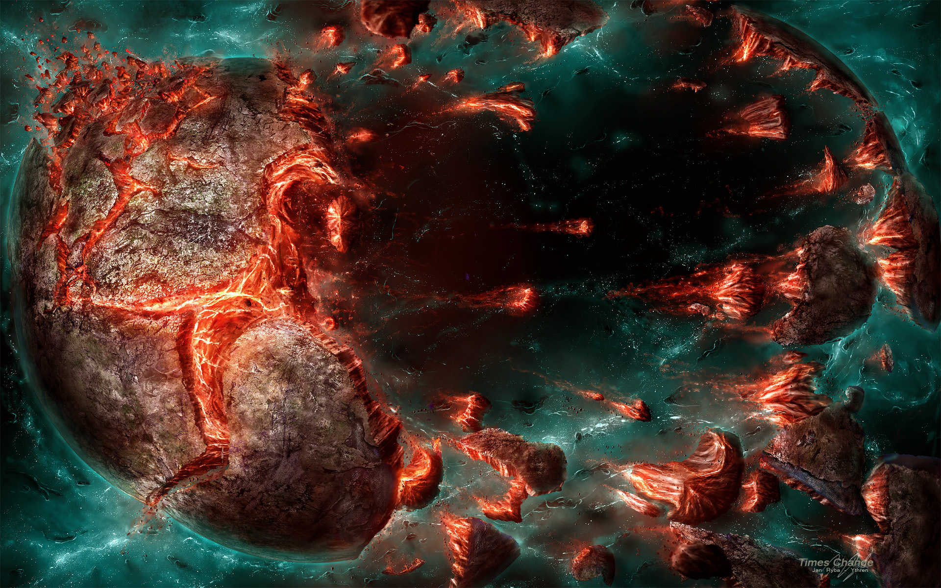 Sci-fi explosion wallpaper. Vibrant colors burst from the center, electrifying the scene with dynamic energy.