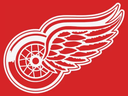 HD desktop wallpaper featuring the Detroit Red Wings logo in white on a red background, representing the iconic sports team.