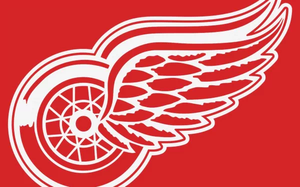 HD desktop wallpaper featuring the Detroit Red Wings logo in white on a red background, representing the iconic sports team.