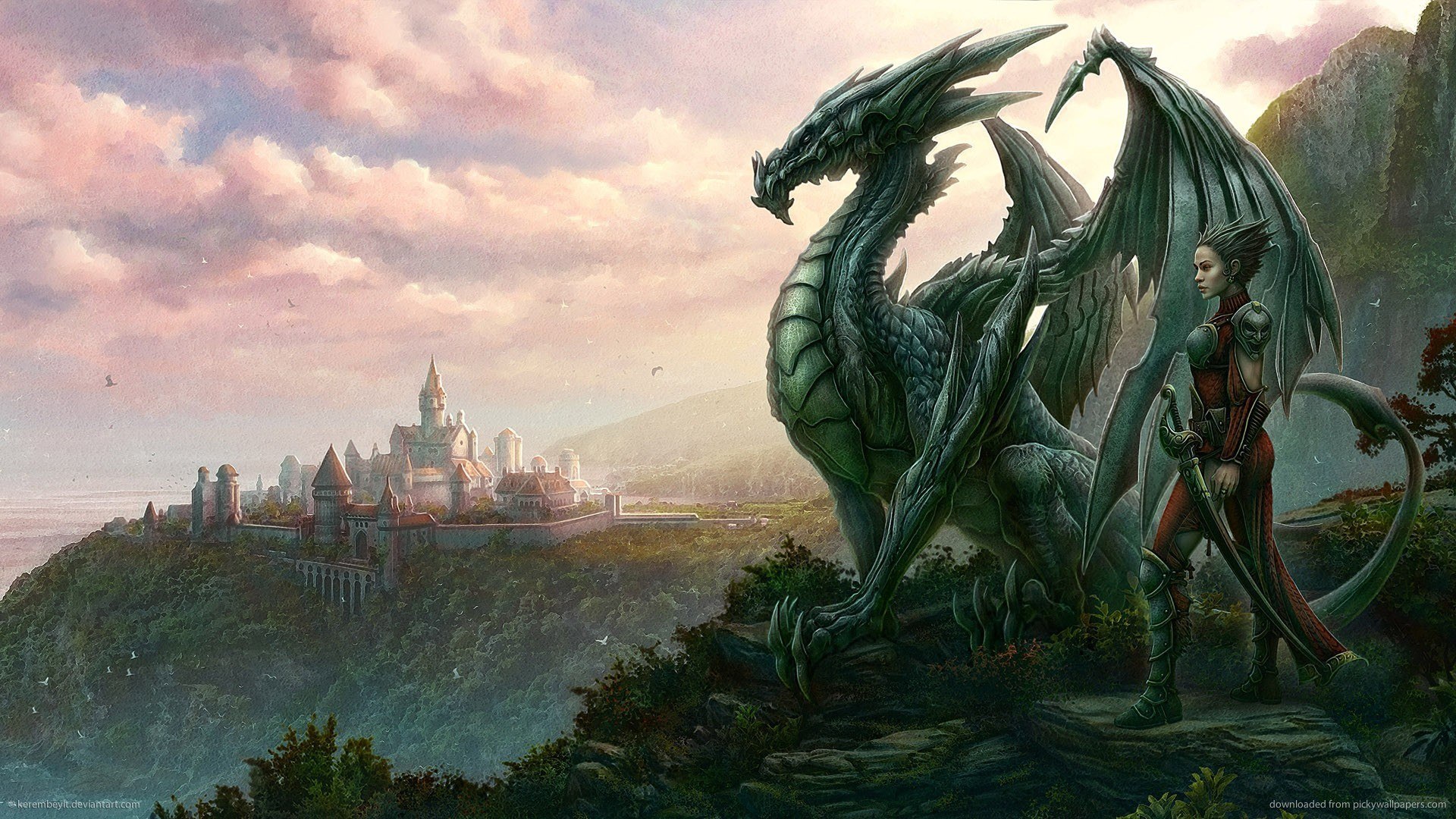 Epic Fantasy Dragon Guardian HD Wallpaper