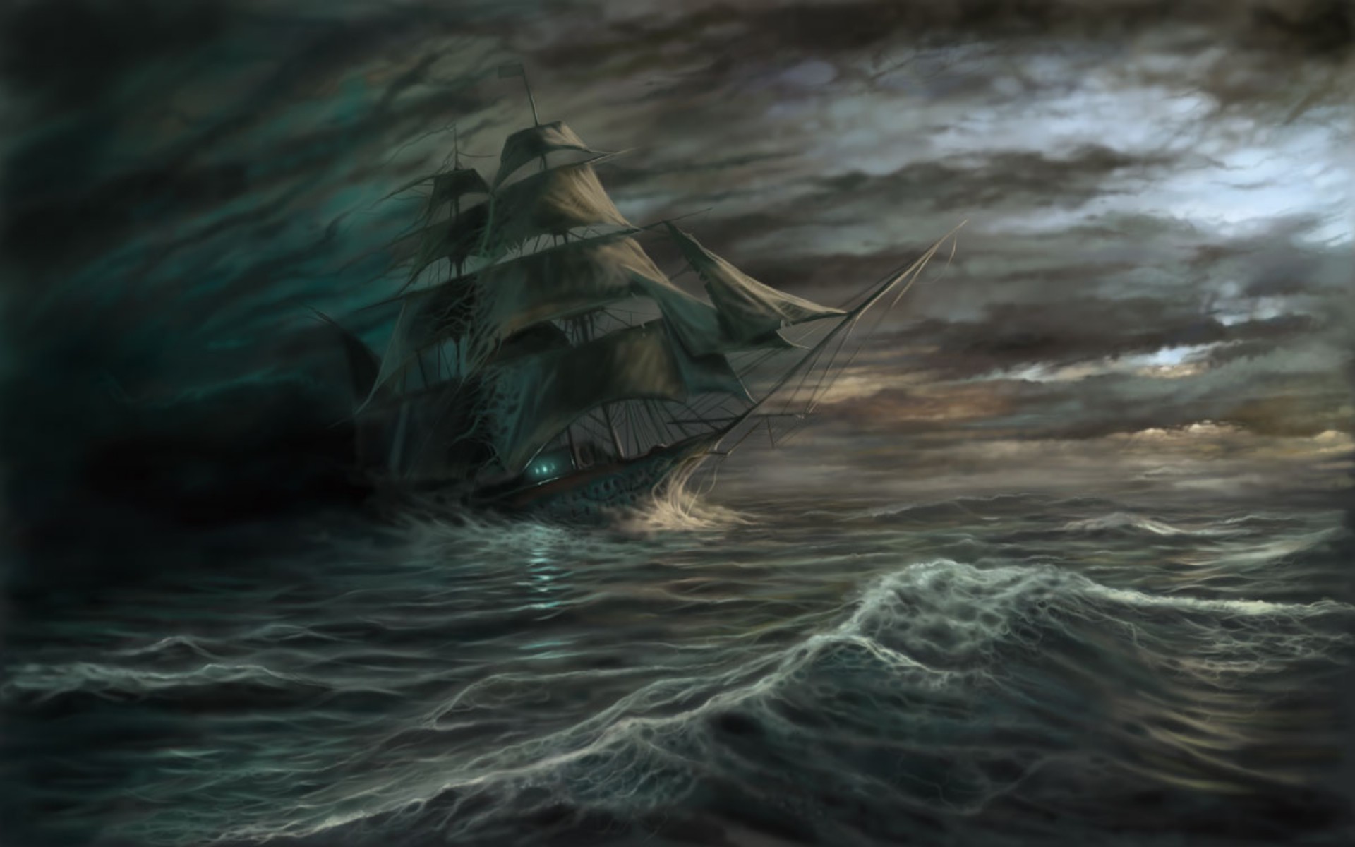 dark ship by dark,ship,gothic,water,sea,ocean