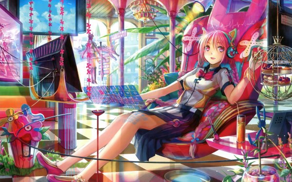 Anime Women Pink Hair Cute HD Wallpaper | Background Image