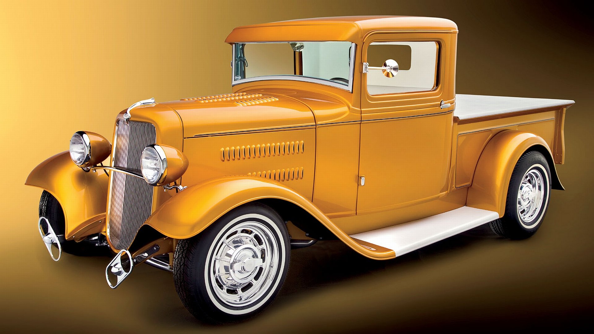 Golden Ford Classic Pickup — HD Wallpaper | 1920x1080 | Wallpaper Abyss