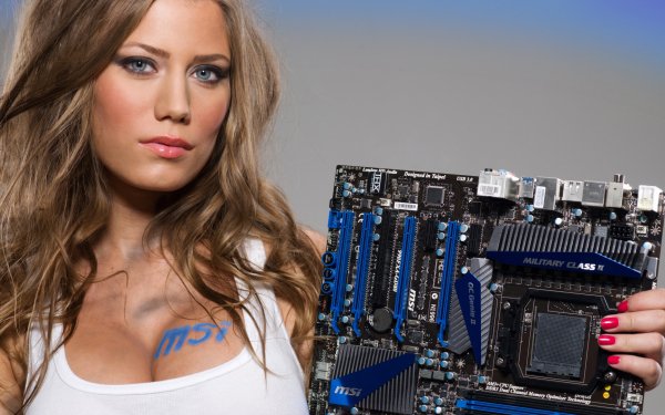 Technology Msi Motherboard Blonde Long Hair Blue Eyes HD Wallpaper | Background Image
