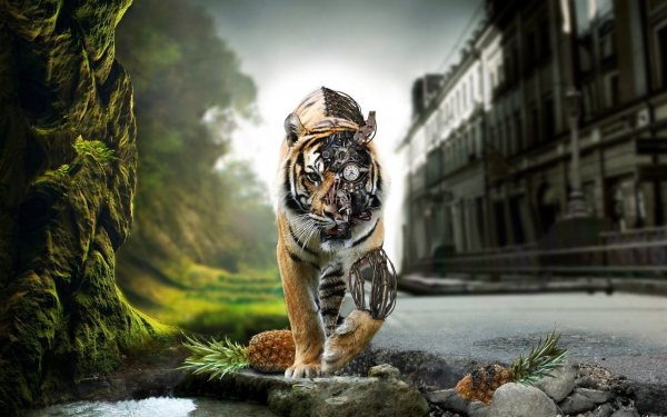 Sci Fi Cyborg Tiger HD Wallpaper | Background Image