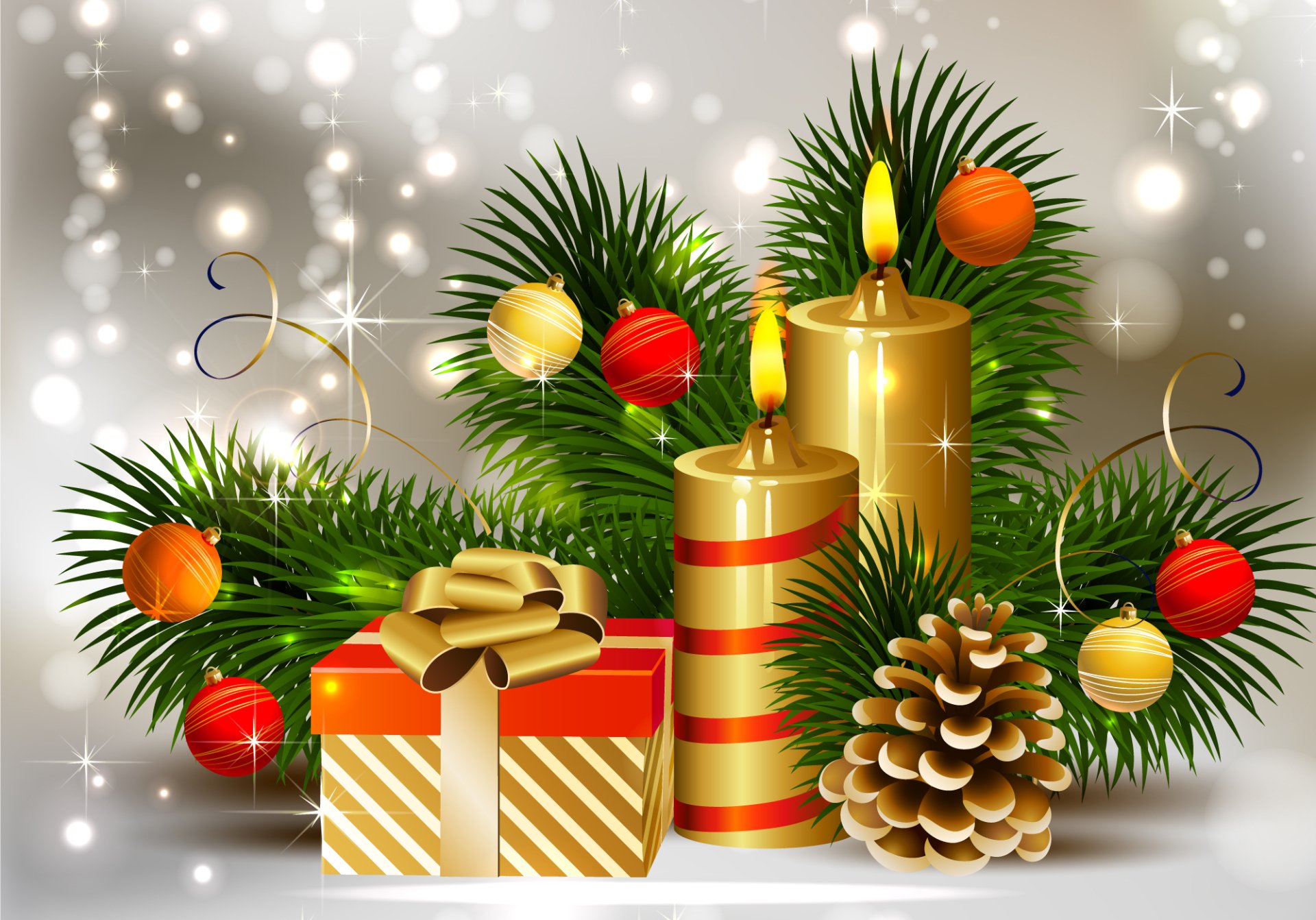Download Candle Christmas Ornaments Holiday Christmas HD Wallpaper
