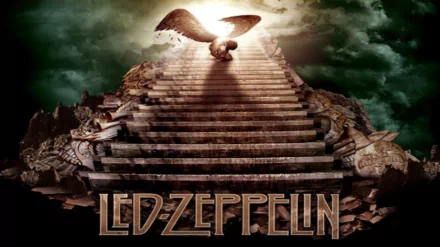 A dramatic HD desktop wallpaper featuring a stairway with an angelic figure and the iconic Led Zeppelin logo, evoking the band's legendary music and imagery.
