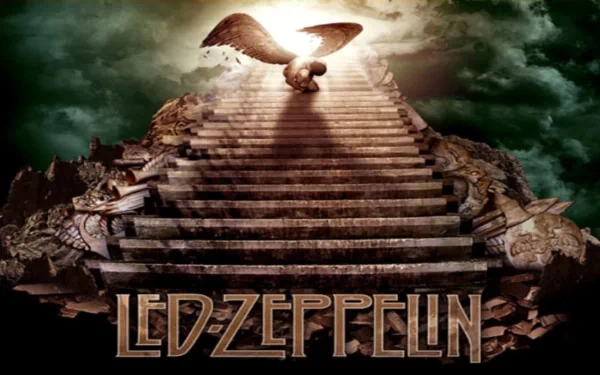 A dramatic HD desktop wallpaper featuring a stairway with an angelic figure and the iconic Led Zeppelin logo, evoking the band's legendary music and imagery.