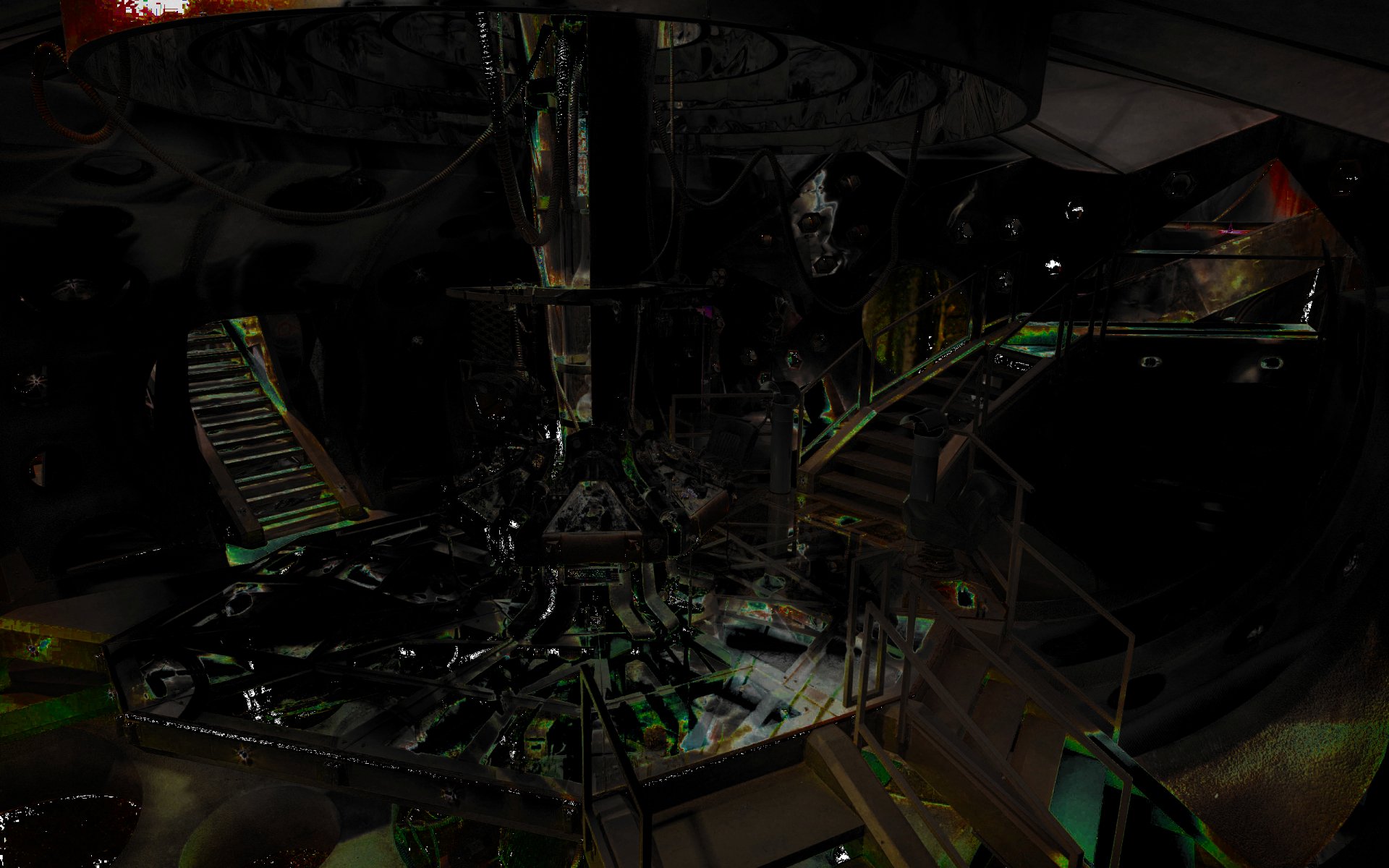 HD desktop wallpaper featuring the interior of the TARDIS from the TV show Doctor Who (2005), showcasing the iconic control console and intricate details.