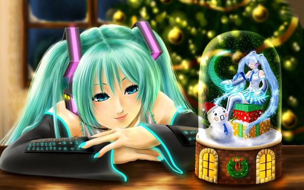 Anime Vocaloid Hatsune Miku Christmas HD Wallpaper | Background Image