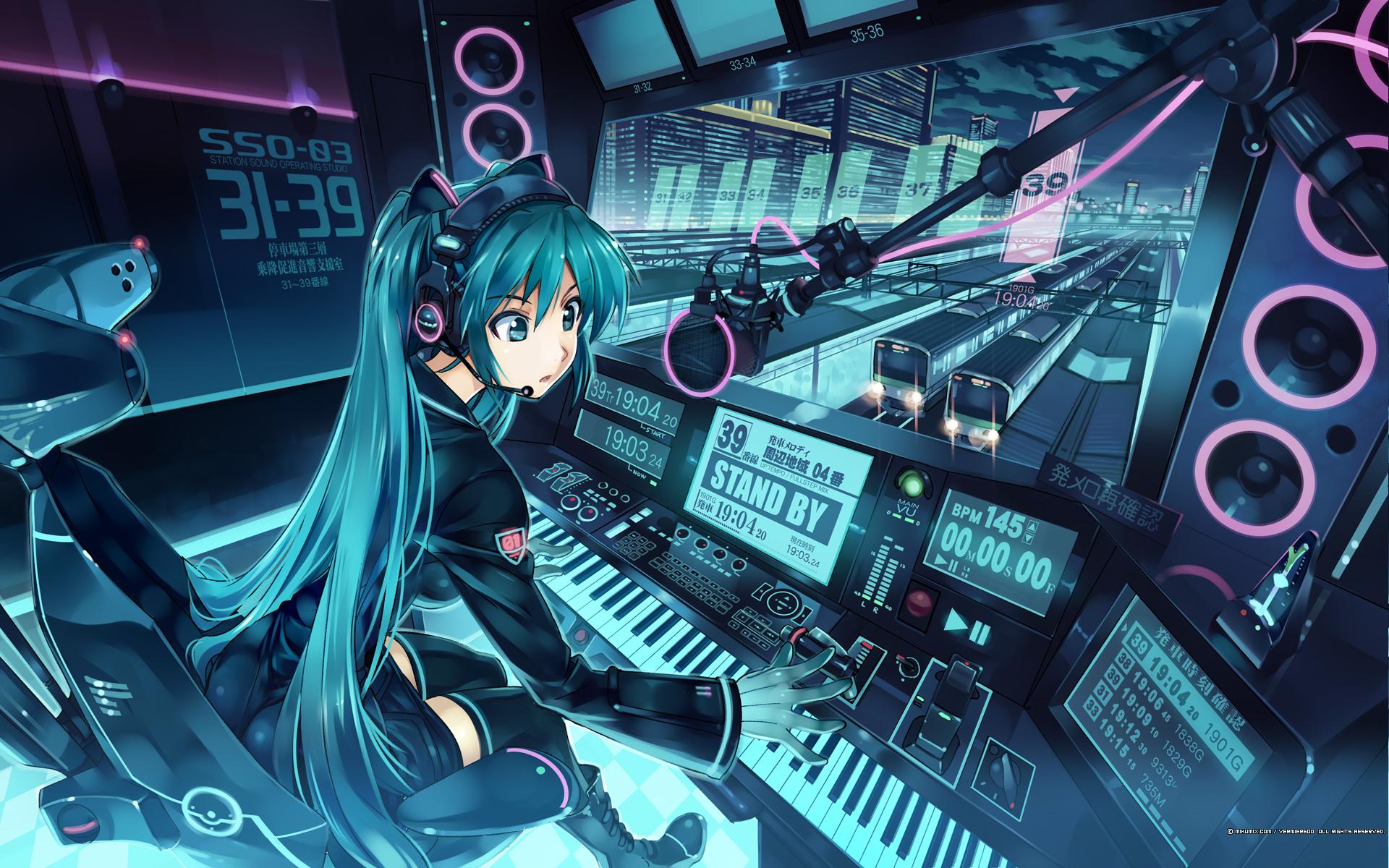 Hatsune Miku in the Station Sound Operating Studio by Vania600