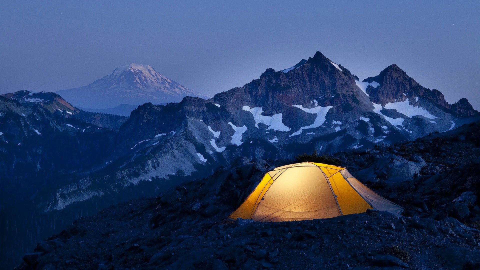 Download Tent Night Snow Mountain Photography Camping HD Wallpaper