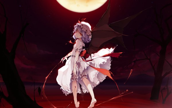 Anime Touhou Remilia Scarlet Wings Red Eyes Blood HD Wallpaper | Background Image