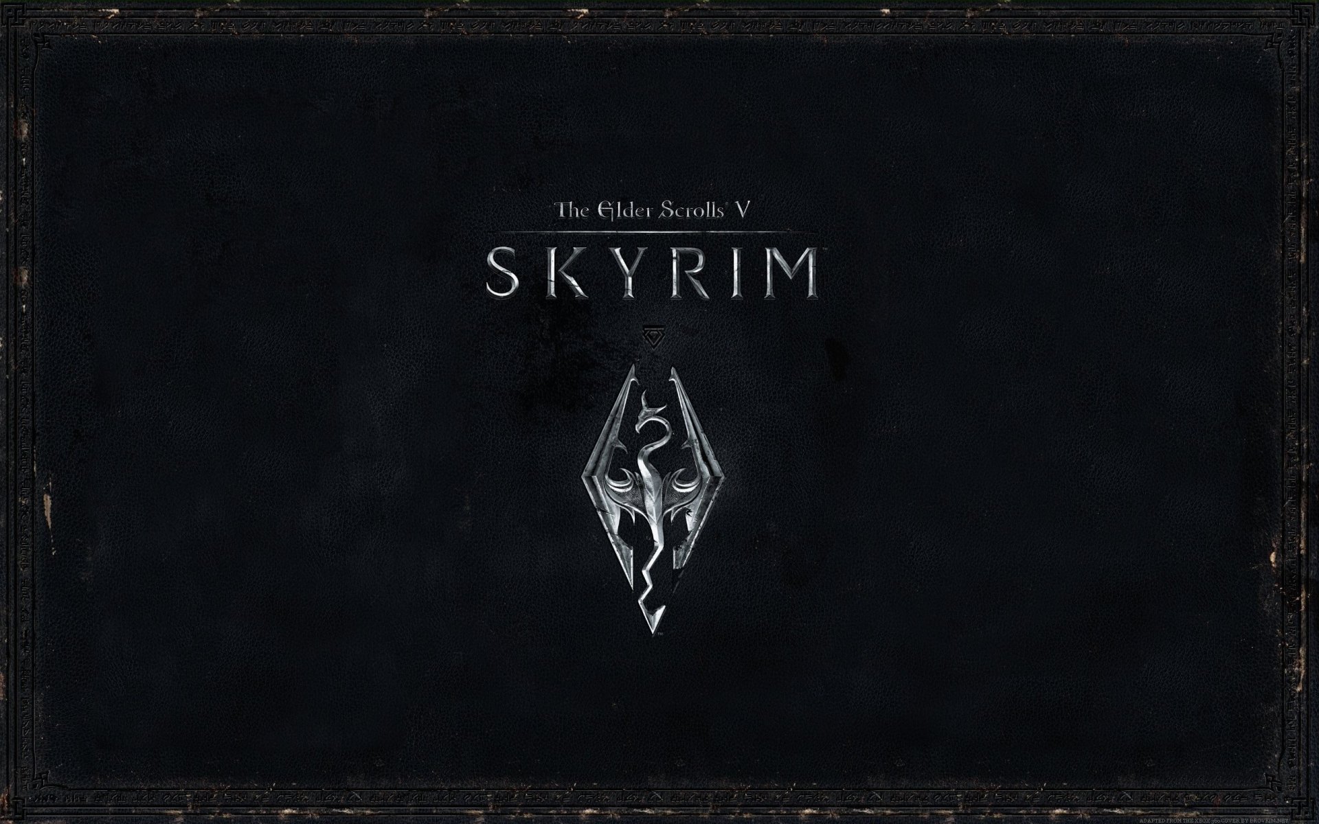 HD desktop wallpaper for The Elder Scrolls V: Skyrim video game, featuring the game's title and emblem on a dark background.