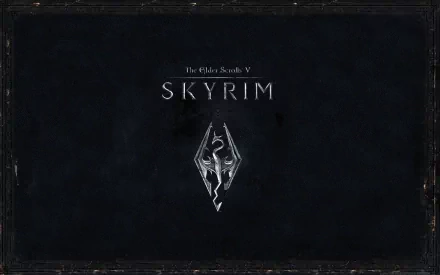 HD desktop wallpaper for The Elder Scrolls V: Skyrim video game, featuring the game's title and emblem on a dark background.