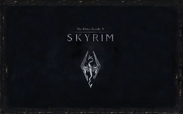 HD desktop wallpaper for The Elder Scrolls V: Skyrim video game, featuring the game's title and emblem on a dark background.