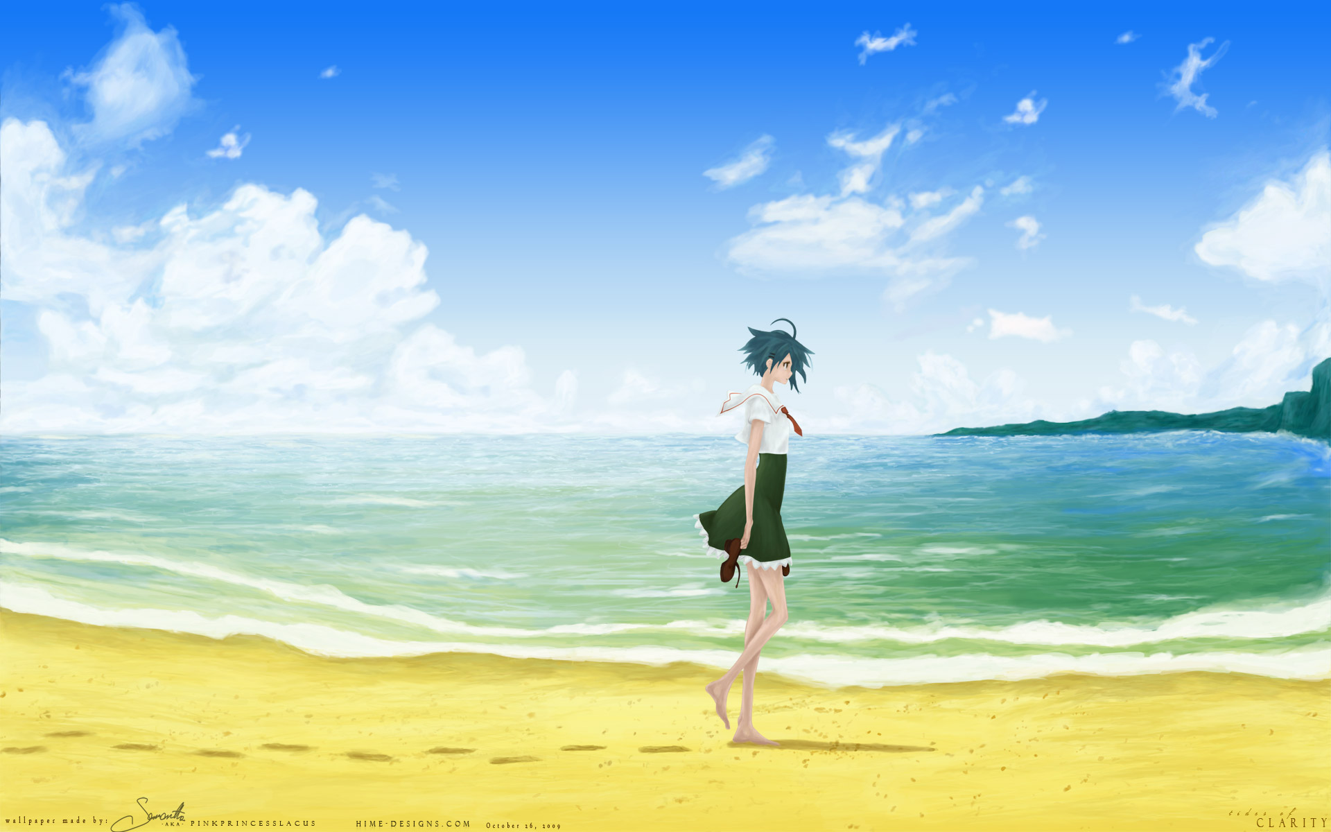 Anime girl on beach  Playground AI