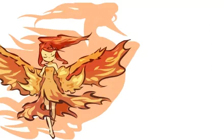 A vibrant HD desktop wallpaper featuring Moltres, the legendary Pokémon, depicted in an anime style with fiery wings and a striking orange background.