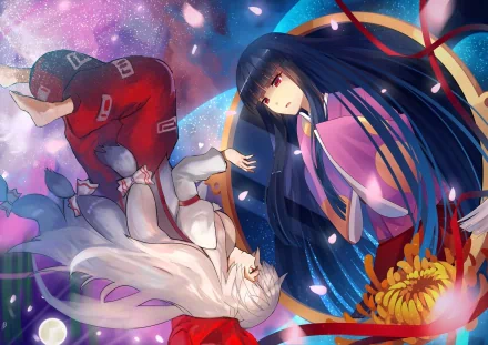 Kaguya Houraisan Fujiwara no Mokou Anime Touhou HD Desktop Wallpaper | Background Image