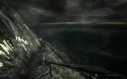 HD PC desktop wallpaper featuring a dark, moody coastal path scene from the video game Dear Esther.