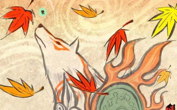 wolf fall Amaterasu video game Ōkami HD Desktop Wallpaper | Background Image