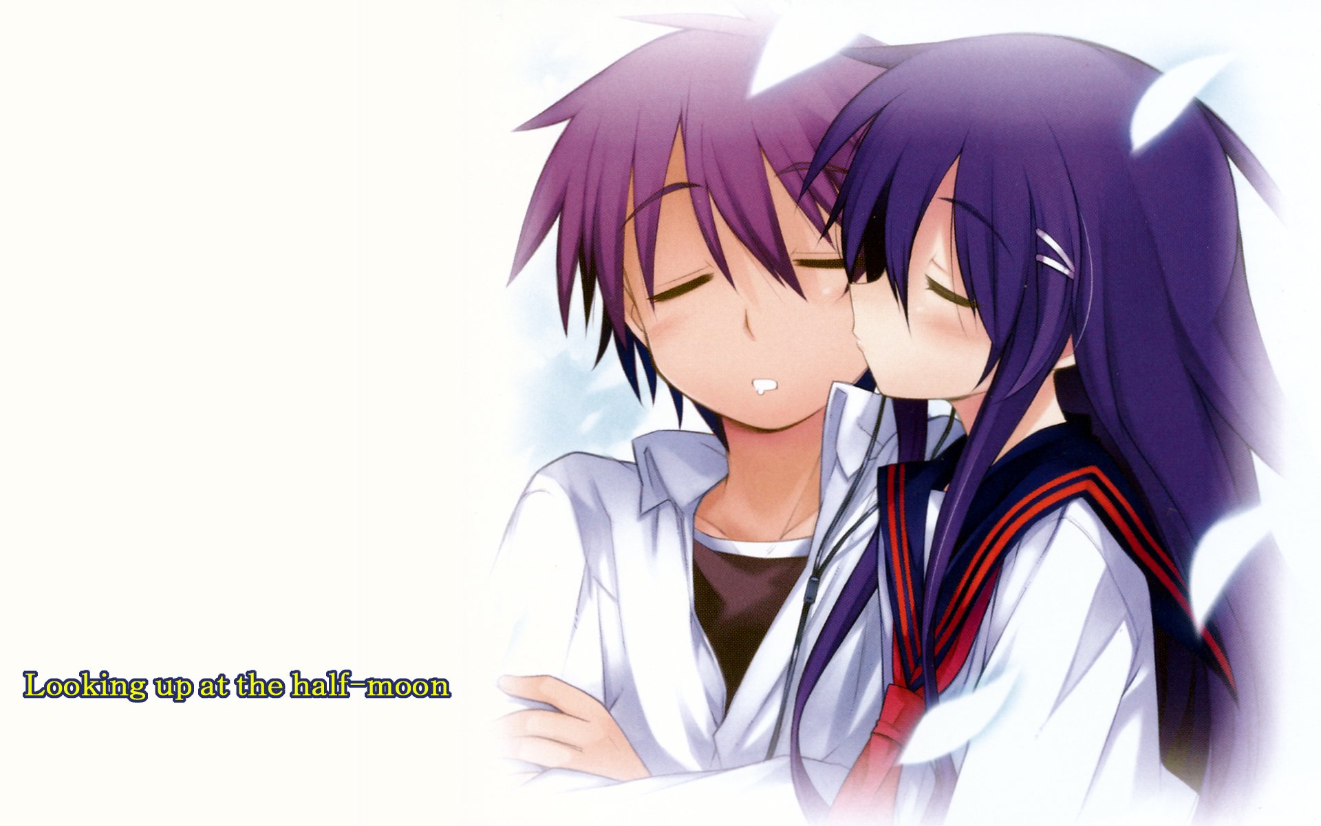 Download Anime Hanbun No Tsuki Ga Noboru Sora HD Wallpaper