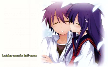 Anime Hanbun no Tsuki ga Noboru Sora HD Desktop Wallpaper | Background Image