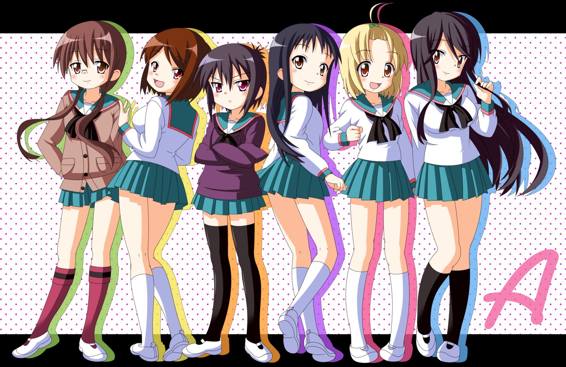 Download Yutaka Imai Miho Noyama Yuuko Nishi Nagisa Tennouji Run Momoki  Tooru Ichii Anime A Channel Wallpaper