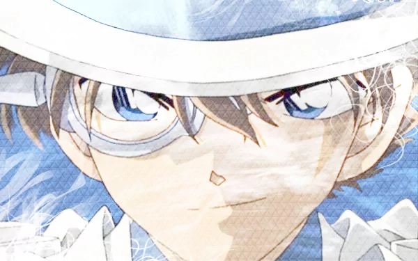A captivating HD wallpaper featuring Kaito Kuroba, also known as Kaito Kid from Magic Kaito and Detective Conan, showcasing his signature look and determined expression.