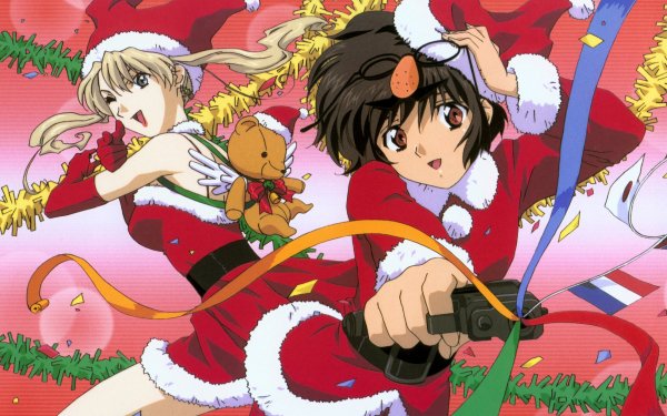 Anime Noir Christmas Bouquet Mireille Kirika Yuumura Santa Hat HD Wallpaper | Background Image