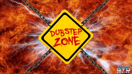 A vibrant HD wallpaper featuring a fiery background with chains, showcasing a bold yellow sign that reads DUBSTEP ZONE, capturing the energetic essence of dubstep music.