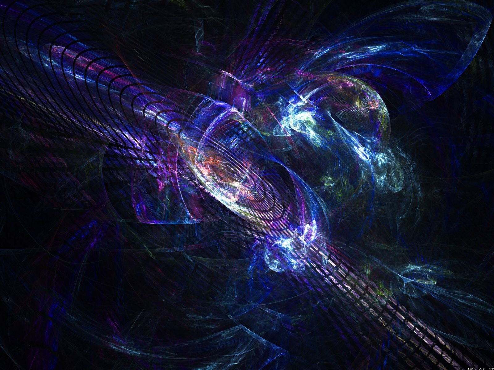 HD desktop wallpaper featuring an abstract, colorful pattern with dominant blue tones intertwining in a dynamic, mesmerizing display.