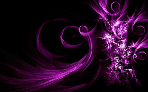 Abstract purple and violet swirling pattern with dynamic curves and intricate textures, designed as an HD PC desktop wallpaper and background.