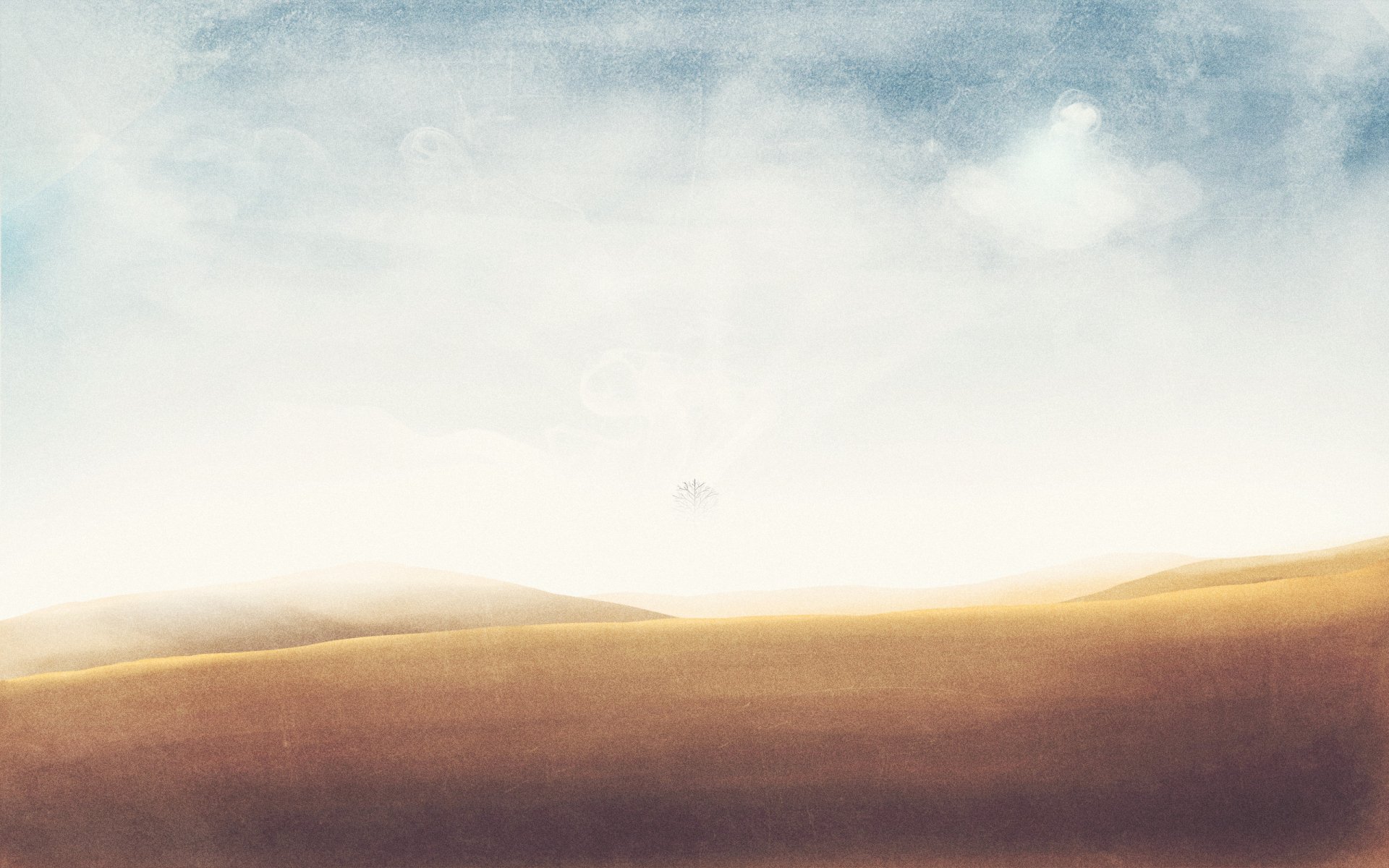 A minimalist HD desktop wallpaper featuring soft sand dunes under a serene sky, blending warm and cool tones for an artistic and tranquil atmosphere.