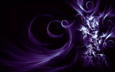 An abstract HD desktop wallpaper featuring swirling purple hues and intricate patterns, set against a dark background.