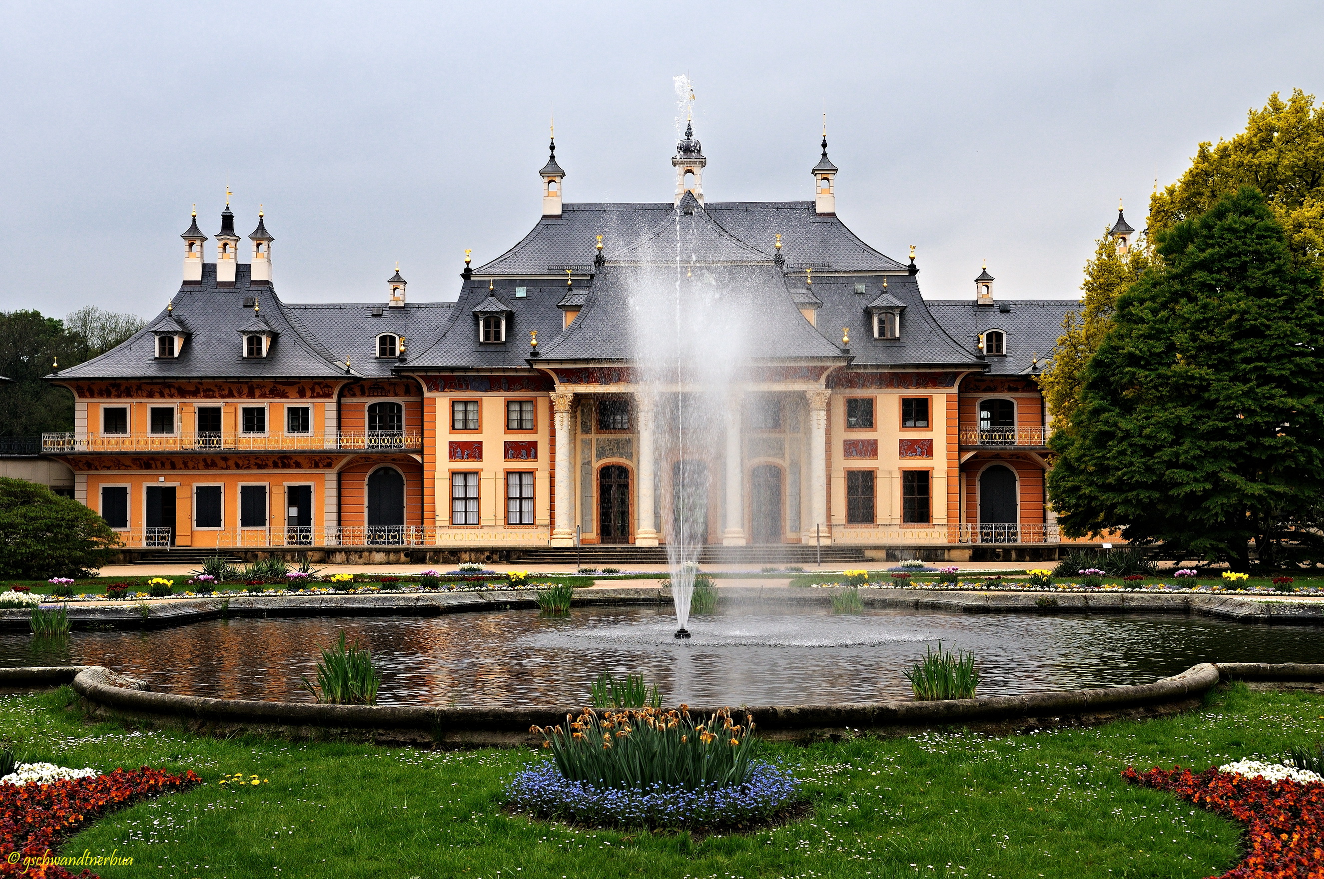 Pillnitz Castle is a restored Baroque Palace and Museum, Dresden, Germany