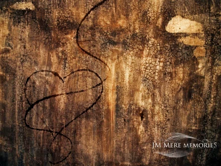 Artistic HD PC desktop wallpaper featuring a textured, rustic background with a hand-drawn heart symbol, evoking themes of love and nostalgia.