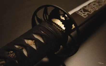 Close-up of an intricately designed sword, showcasing its detailed hilt and blade. This high-definition image serves as a striking wallpaper and background for PC desktops.