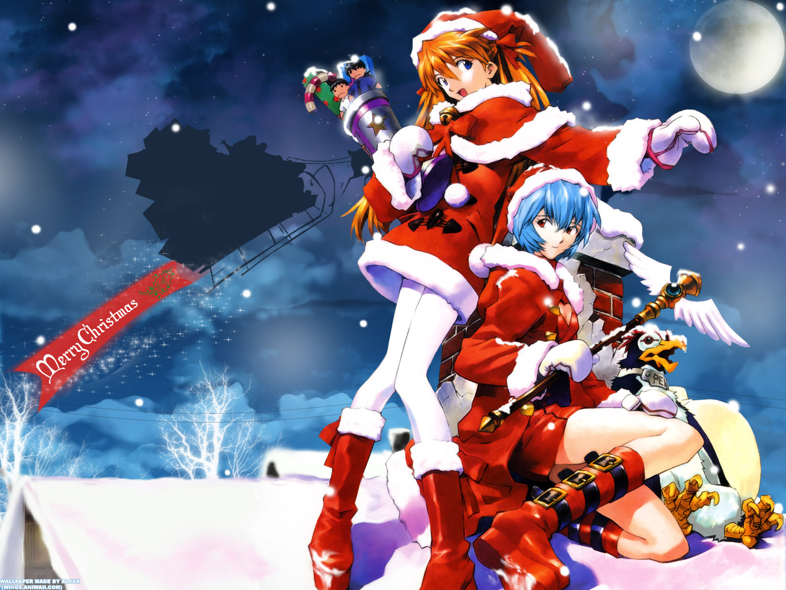 Rei Ayanami and Asuka Langley Sohryu, by Sadamoto Yoshiyuki - HD desktop wallpaper