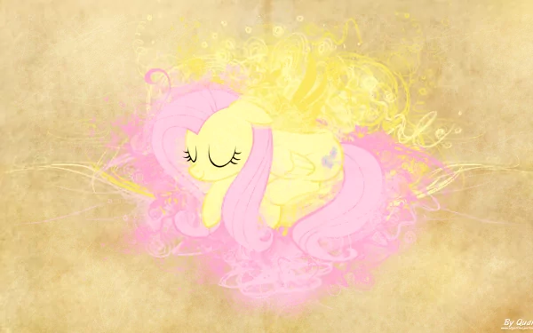 A vibrant vector splash background featuring Fluttershy from My Little Pony: Friendship Is Magic. This colorful HD desktop wallpaper showcases her playful charm.